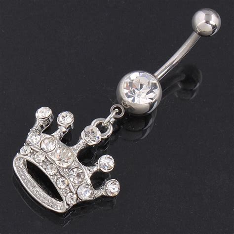 High Quality Clear Crown Belly Button Ring 14g Belly Bar Body Jewelry