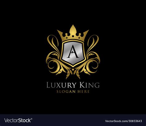 Luxury King A Letter Gold Logo Golden A Classic Vector Image