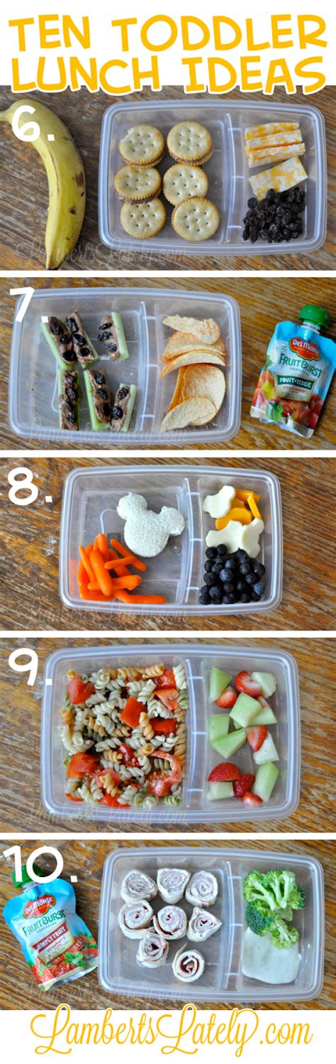 Many toddlers resist eating certain foods—or insist on eating only one or two favorite foods. Ten (Quick and Easy) Toddler Lunch Ideas | LambertsLately.com
