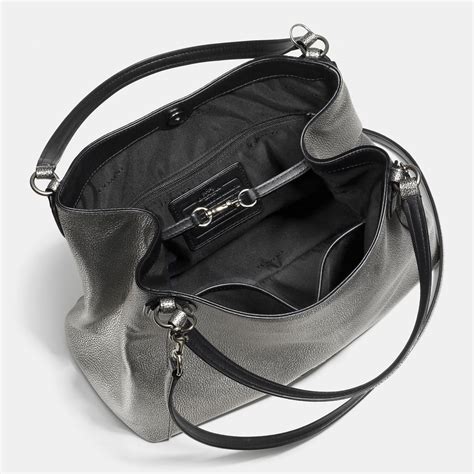 Lyst Coach Edie Shoulder Bag 28 Metallic Pebble Leather In Black