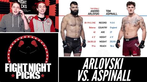 Ufc Fight Night Andrei Arlovski Vs Tom Aspinall Prediction Youtube