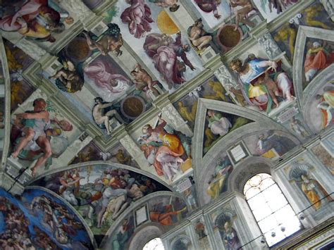 Its fame rests on its architecture, which evokes michelangelo used bright colors, easily visible from the floor. Michelangelo - Sistine Chapel corner of ceiling, The ...