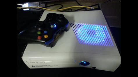 Limited Edition White Xbox 360 Slim Blue Led And Fan Mod Youtube