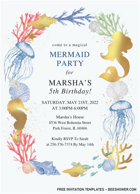 Mermaid A Free Printable Baby Shower Invitations Templates