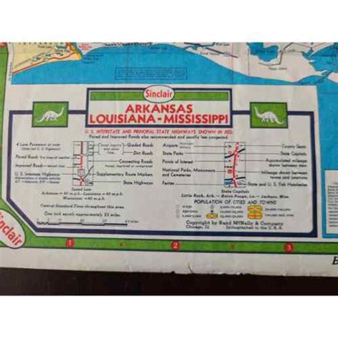 Arkansas Louisiana Mississippi Road Map Courtesy Of Sinclair 1955