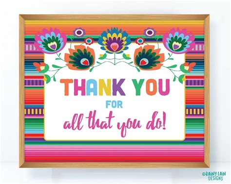 Thank You For All That You Do Sign Printable Fiesta Sign Etsy