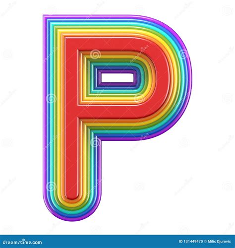 Concentric Rainbow Font Letter P 3d Stock Illustration Illustration
