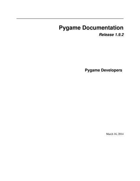 Pygame Documentation Manualzz