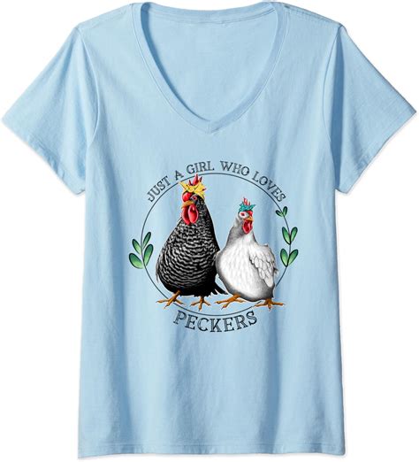 womens just a girl who likes peckers funny chicken t graphic v neck t shirt uk