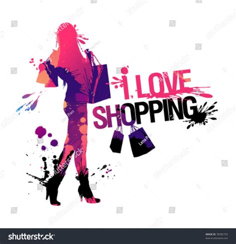 Shopping Woman Silhouette Love Shopping Vector Stock Vector Royalty