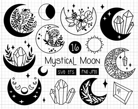 Moon Svg Moon Boho Clip Art Tattoo Logo Cricut File Scrapbooking Craft