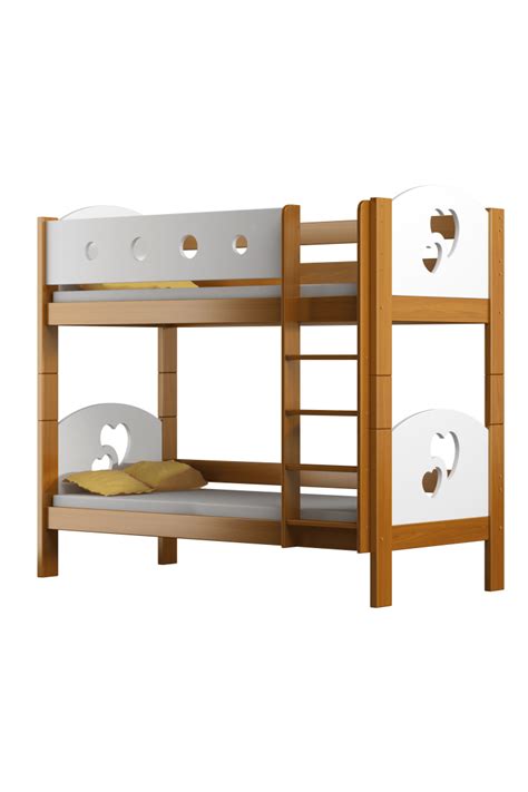 La maggior parte è al naturale o con laccatura naturale. Letto a castello in legno massello Cuori 160x80 cm