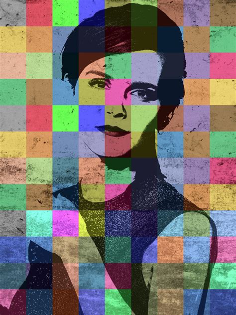Emma Watson Pop Art Patchwork Colorful Portrait Mixed Media By Design Turnpike