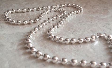 Sterling Silver Bead Necklace 5mm Ball Chain 24 Inch Italy Etsy