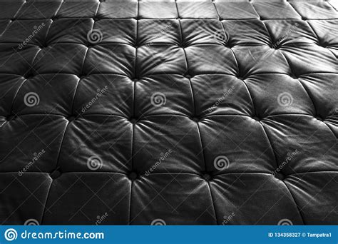 Black Leather Sofa Pattern Surface Texture Close Up Of