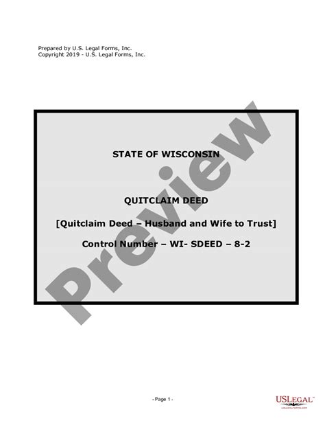Wisconsin Quitclaim Deed For Husband And Wife To A Trust Wisconsin