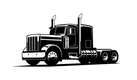 Premium Vector Black And White Truck White Truck Big Rig Trucks