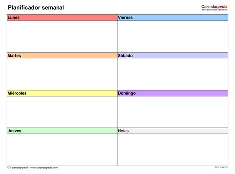 Planificadores Semanales En Word Excel Y Pdf Calendarpedia Com Photos