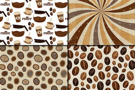 Coffee Digital Paper Pack Coffee Beans Pattern Coffee Backgrounds