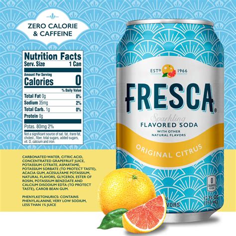Fresca Citrus Sparkling Flavored No Calorie No Sugar Soda Soft Drink