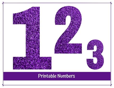Purple Glitter Numbers Printable And Resizable 0 9 Numbers Etsy