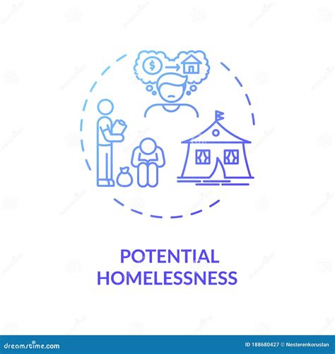 Potential Homelessness Blue Gradient Concept Icon Stock Vector