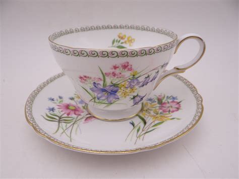 Flowers Gainsborough Shape Blue Trim Made In England Discontinued