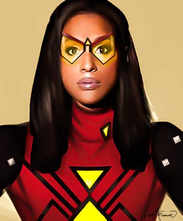 Fan Art Work Of Spider Woman Featuring Issa Rae Of Spider Man Into The Spider Verse By