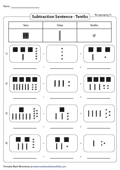 Decimal subtraction sentence