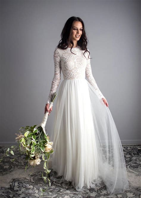 Zoey Scoop Back Dress Long Sleeve Wedding Dress Lace Lace Wedding