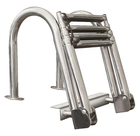 We designed three wider steps to provide great comfort and stability. JIF Marine 4-Step Stainless Steel Rear-Entry Ladder with ...
