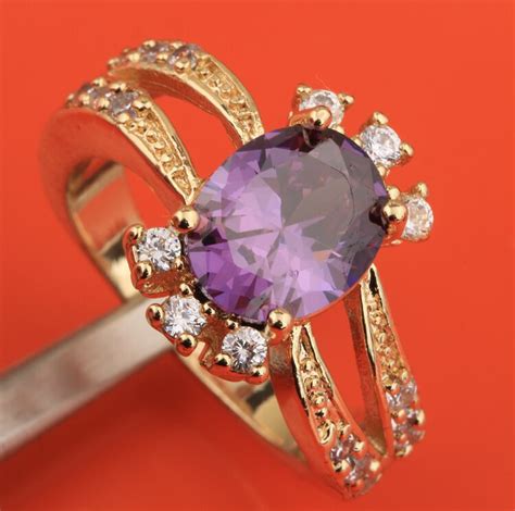 Admirable Purple Gems Zircon Gold Filled Trendy Party Jewelry Ring Us