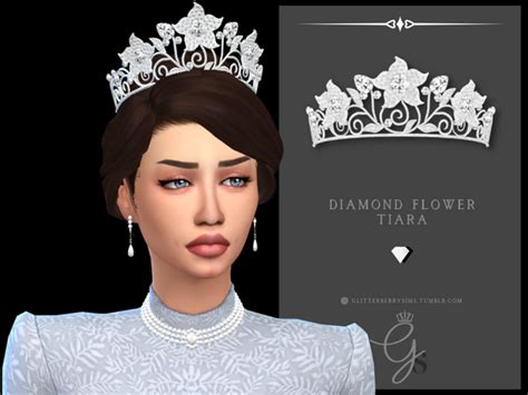 Diamond Flower Tiara Glitterberry Sims Sims Sims 4 Sims 4 Custom