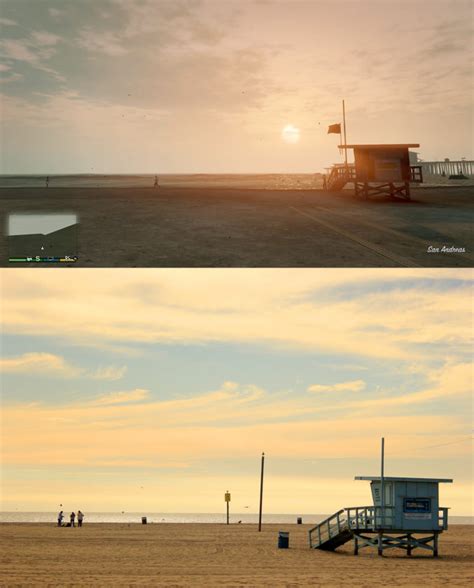 Gta V In Game Los Santos Vs Real Life Los Angeles Screenshot Comparison