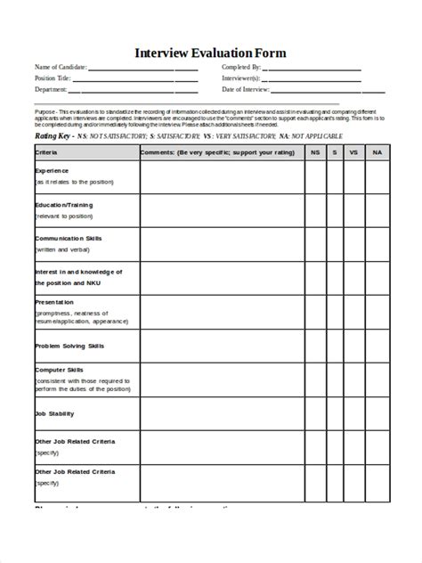 Free Interview Forms In Ms Word Pdf Excel