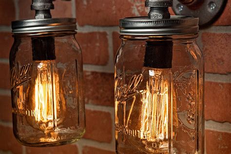 Mason Jar Light Industrial Light Edison Light Rustic Etsy