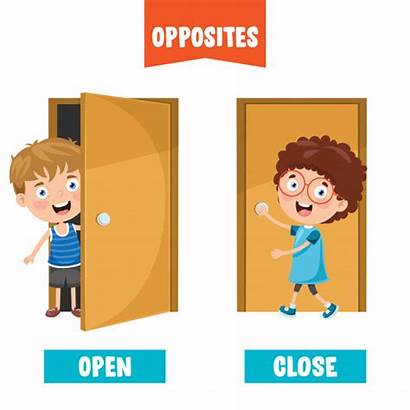Vector Close Open Cartoon Opposites Opposite Adjectives
