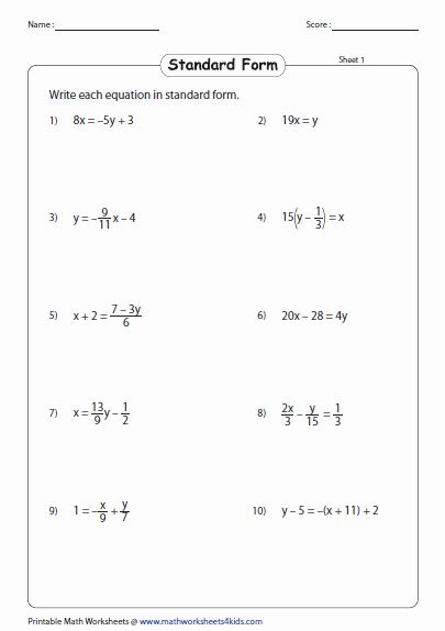 Linear Equations Worksheet Pdf