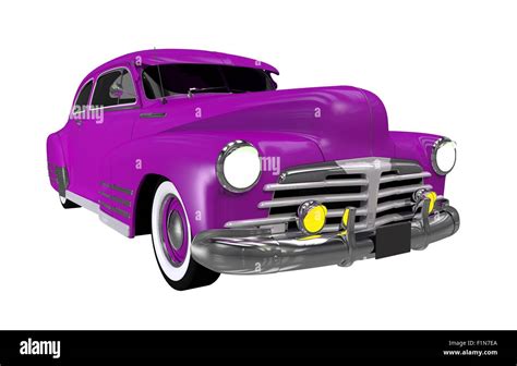 Purple Classic Car Isolated On White Solid Background Purple Automobile Illustration Stock