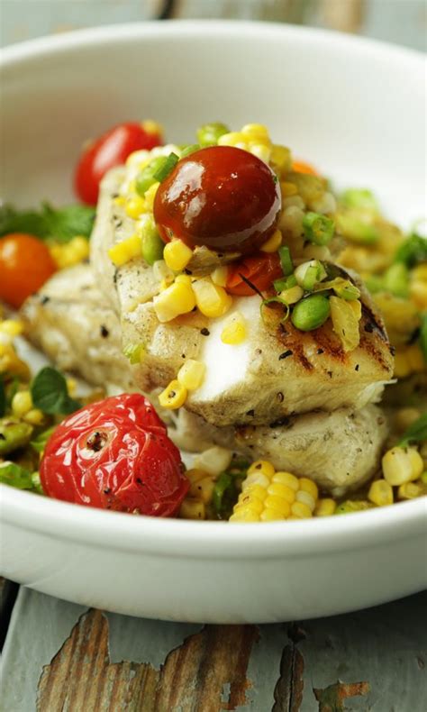 Grilled Chilean Sea Bass And Corn And Tomato Salsa Recipe With Roasted