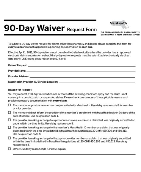 Free 10 Sample Waiver Request Forms In Ms Word Pdf