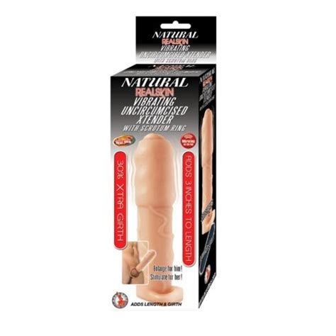 Natural Realskin Vibrating Uncircumcised Xtender With Scrotum Ring