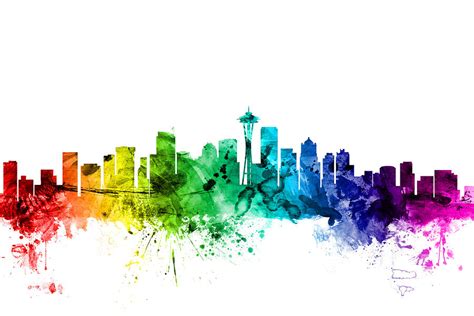 Seattle Washington Skyline 10 Digital Art By Michael Tompsett Pixels