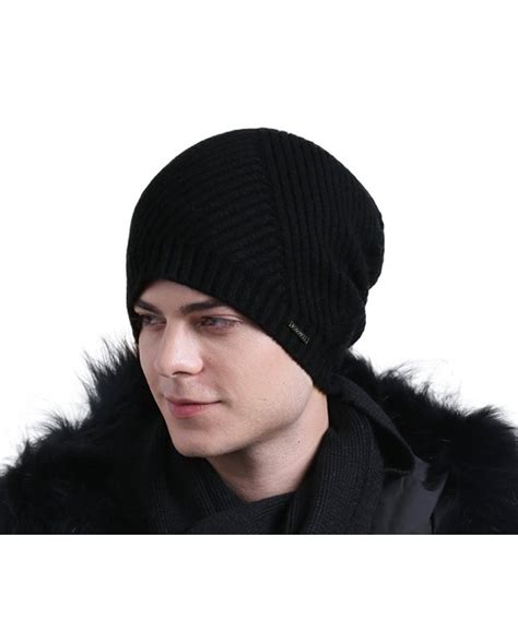 Mens 100 Merino Wool Knit Beanie Hat Winter Warm Headwear Z0289black
