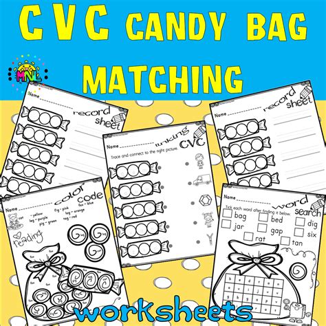 CVC Candy And Bag Matching Activity Pack | Matching activity, Activity pack, Cvc words