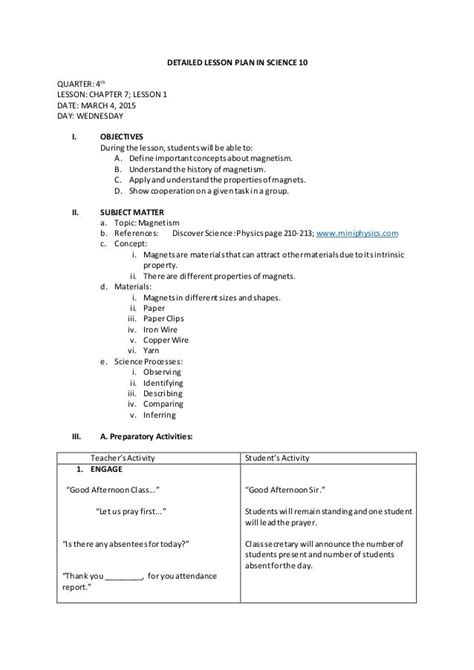 Example Of Semi Detailed Lesson Plan In Science Printable Templates Free