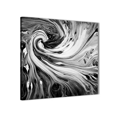 Black White Grey Swirls Modern Abstract Canvas Wall Art 79cm Square 1s354l