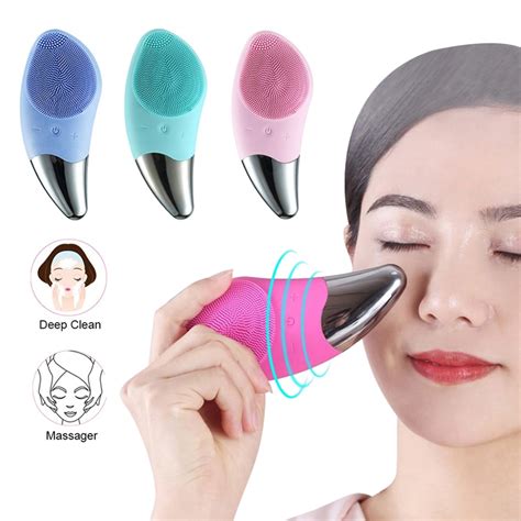 electric ultrasonic facial cleansing brush silicone sonic vibration cleaner deep pore cleaning