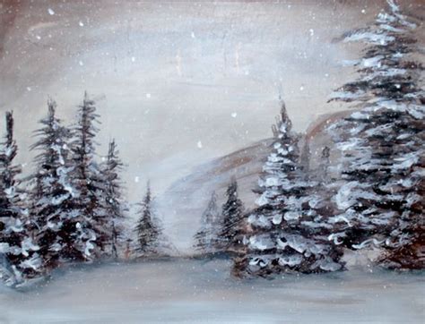 Snow Artwinter Paintingacrylic Paintingwoodheart Artpainting