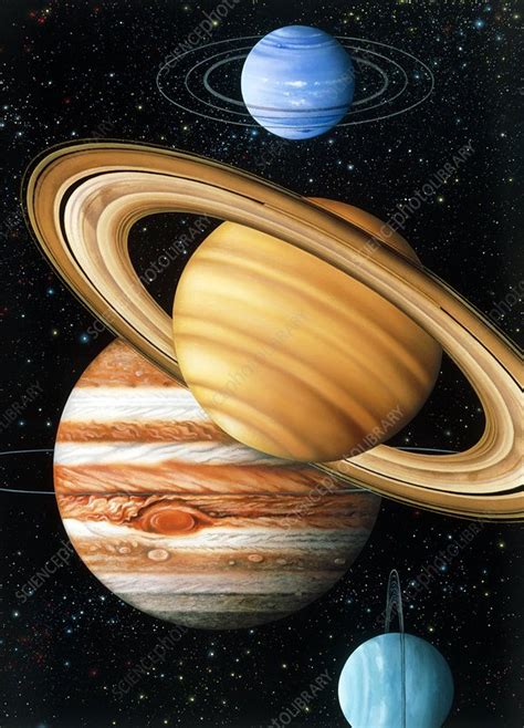 Artwork Of The Solar Systems 4 Gas Giant Planets Stock Image R300